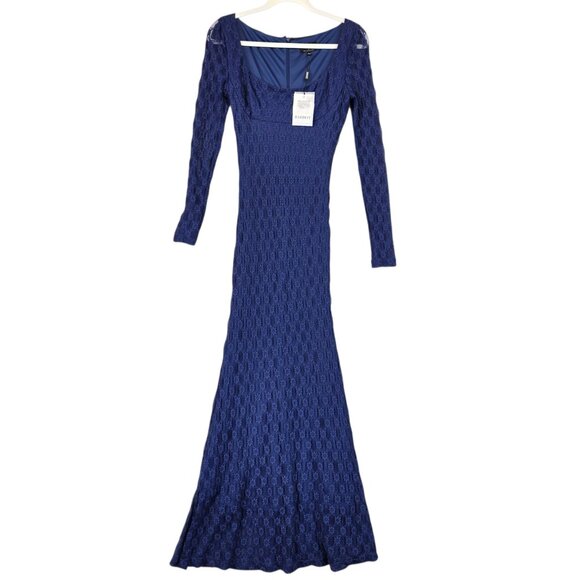 Bardot Dress Womens US 6 Navy Adoni Lace Midi Long Sleeve Floral Evening Formal - Picture 1 of 15